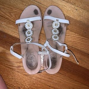 Jack Rogers white and gold sandals
